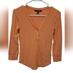 Lauren Ralph Lauren Black Label Peach V-neck Blouse size Small